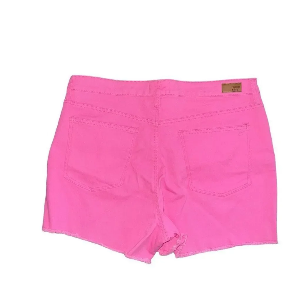 NWT CROWN & IVY Pink Denim Shorts Size 16 - Picture 2 of 7
